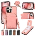 thumbnail image 1 of for iPhone 13 Pro Max Wallet Case with Shoulder Lanyard Strap, Crossbody Phone Case with Card Holder Slots for Women Girls, Luxury PU Leather Flip Stand Purse Cover Shockproof Case, Pink, 1 of 9