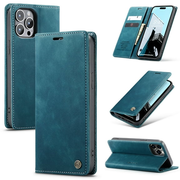 iPhone 13 Pro Max Wallet Case, TECH CIRCLE PU Leather Flip Folio Case with Card Holders RFID Blocking Kickstand Shockproof TPU Inner Shell Phone Cover for Apple iPhone 13 Pro Max 6.7" 2021,Blue