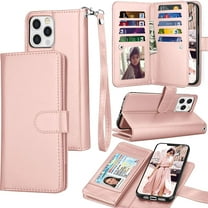 iPhone 13 Pro Max Wallet Case, Tekcoo Luxury PU Leather Cash Credit Card Slots Holder Carrying Folio Flip Cover [Detachable Magnetic Hard Case] Kickstand for Apple iPhone 13 Pro Max [Rose Gold]