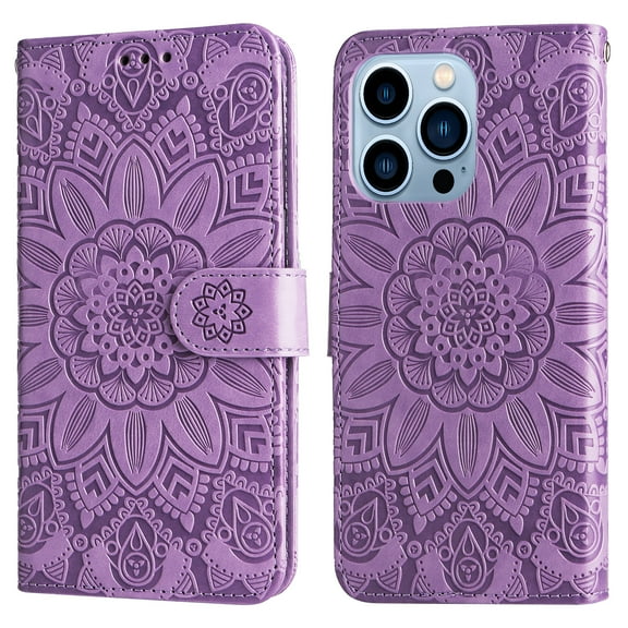 iPhone 13 Pro Max Wallet Case for Women with Credit Card Holders, Designed Flip PU Leather Kickstand Shockproof Protective Phone Cover for iPhone 13 Pro Max 6.7 inch,Purple