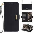 thumbnail image 1 of for iPhone 13 Pro Max Wallet Flip Case, Elegant Wrist Strap and Shoulder Chain Credit Card Slots Cash Slot RFID Blocking PU Leather Kickstand Phone Case Cover for iPhone 13 Pro Max, Black, 1 of 9
