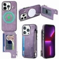 thumbnail image 1 of for iPhone 13 Pro Max Zipper Wallet Case with Card Holder, Back Flip Folio PU Leather Card Slots Case for Men Women, Magnetic Wireless Charging Shockproof Cover for iPhone 13 Pro Max 6.7", Purple, 1 of 13