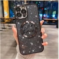 thumbnail image 1 of iPhone 13 Pro Max case, Compatible with MagSafe Luxury Glitter Bling Plating Love with Cute Heart Phone Case Full Camera Lens Protection Magnetic Case for Women Girls Back Cover(Black), 1 of 12