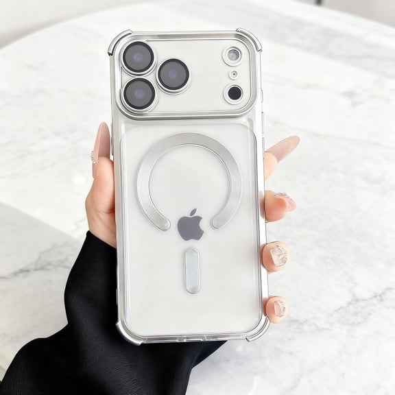 For iPhone 13 Pro Phone Case,Built-in Lens Camera Protector,Compatible with Mag-Safe,Anti-fingerprint Matte Translucent Back,Shokcproof Four-corner Anti-fall Drop,Soft TPU Phone Case,Silver