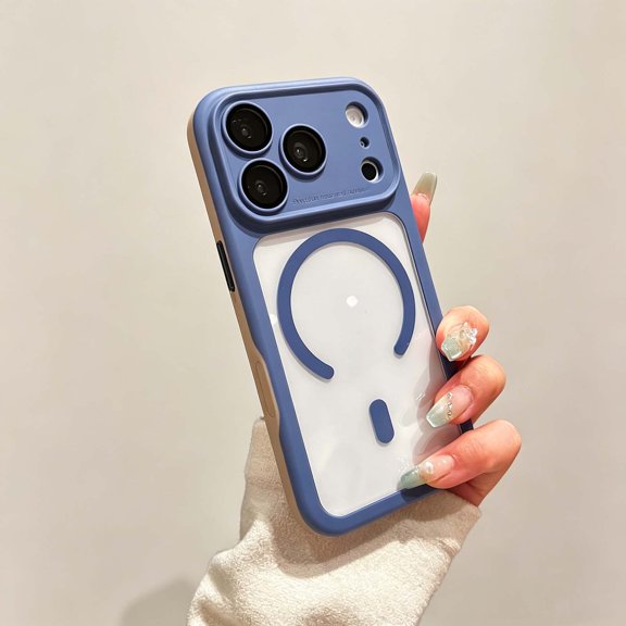 For iPhone 13 Pro Phone Case,Crystal Transparent Back Design,Support for Mag-Safe,Two-Color Cover,Ultra Slim Shockproof Non-Slip Drop Protection Anti-fall Durable Phone Case,Darkblue