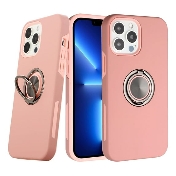 iPhone 13 Pro Phone Case, Durable Kickstand Magnet Ring Shock Resistant for iPhone 13 Pro Phone Case Rose Gold