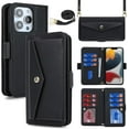thumbnail image 1 of iPhone 13 Pro Phone Case Purse Cover for Women Men,Crossbody Wallet Case for iPhone 13 Pro with Strap Lanyard with 9 Card Holder Slots,Flip PU Leather 6.1 inch,Black, 1 of 14