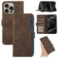 thumbnail image 1 of for iPhone 13 Pro Phone Case RFID Blocking PU Leather, [3 Credit Card Slots] Flip Folio Book Shockproof Holder Kickstand Case Women Men for iPhone 13 Pro Wallet Case Cover, Brown, 1 of 6
