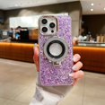 thumbnail image 1 of for iPhone 13 Pro Slim Case, Sparkly Bling Ring Holder Kickstand Plating Bumper Compatible with MagSafe Clear Frame Shockproof Anti-Scratch Phone Case Cover for iPhone 13 Pro, Purple, 1 of 11