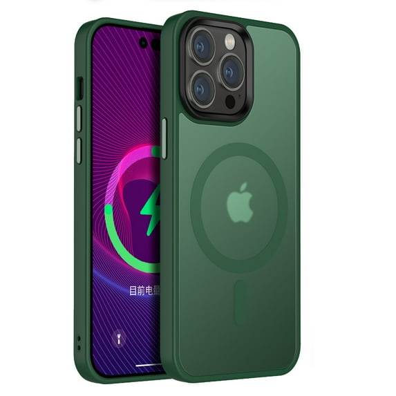for iPhone 13 Pro Slim Fit Case, with MagSafe Military-Grade Protection, Frosted Magnetic Translucent Phone Case for iPhone 13 Pro Shockproof Protective Hybrid Case Cover, Deep Green