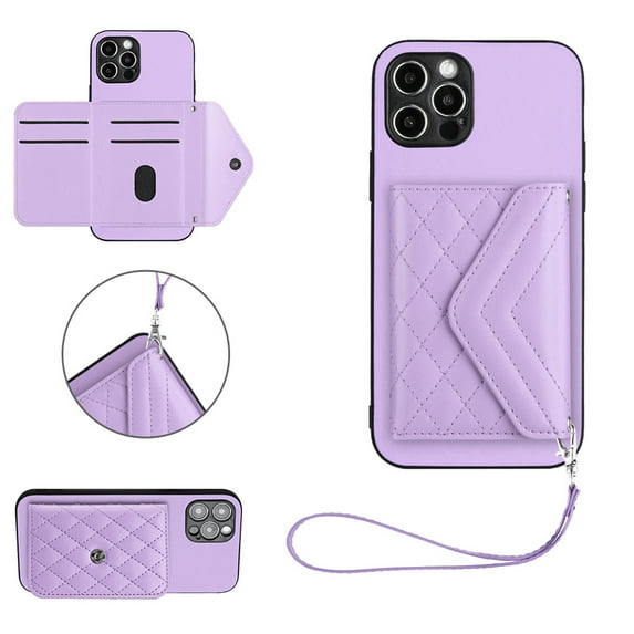for iPhone 13 Pro Wallet Case with Card Holder, Elegant Durable PU Leather Protective Magnetic Closure Flip Phone Cover Kickstand RFID Blocking for Women Girls for iPhone 13 Pro, Purple