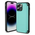 thumbnail image 1 of For iPhone 13 Pro Wallet Case with Card Holder Kickstand Dual Layer Magnetic Hidden 2 Credit Card Slots Raised Edges Camera Protection Hard PC+TPU Phone Case for i13 Pro,Cyan, 1 of 9