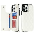 thumbnail image 1 of for iPhone 13 Pro Wallet Case with Card Holder RFID Blocking, Kickstand Card Slots Case, Dimaond Patterned Elegent PU Leather,Double Back Flip Magnetic Clasp and Durable Shockproof Cover,White, 1 of 7