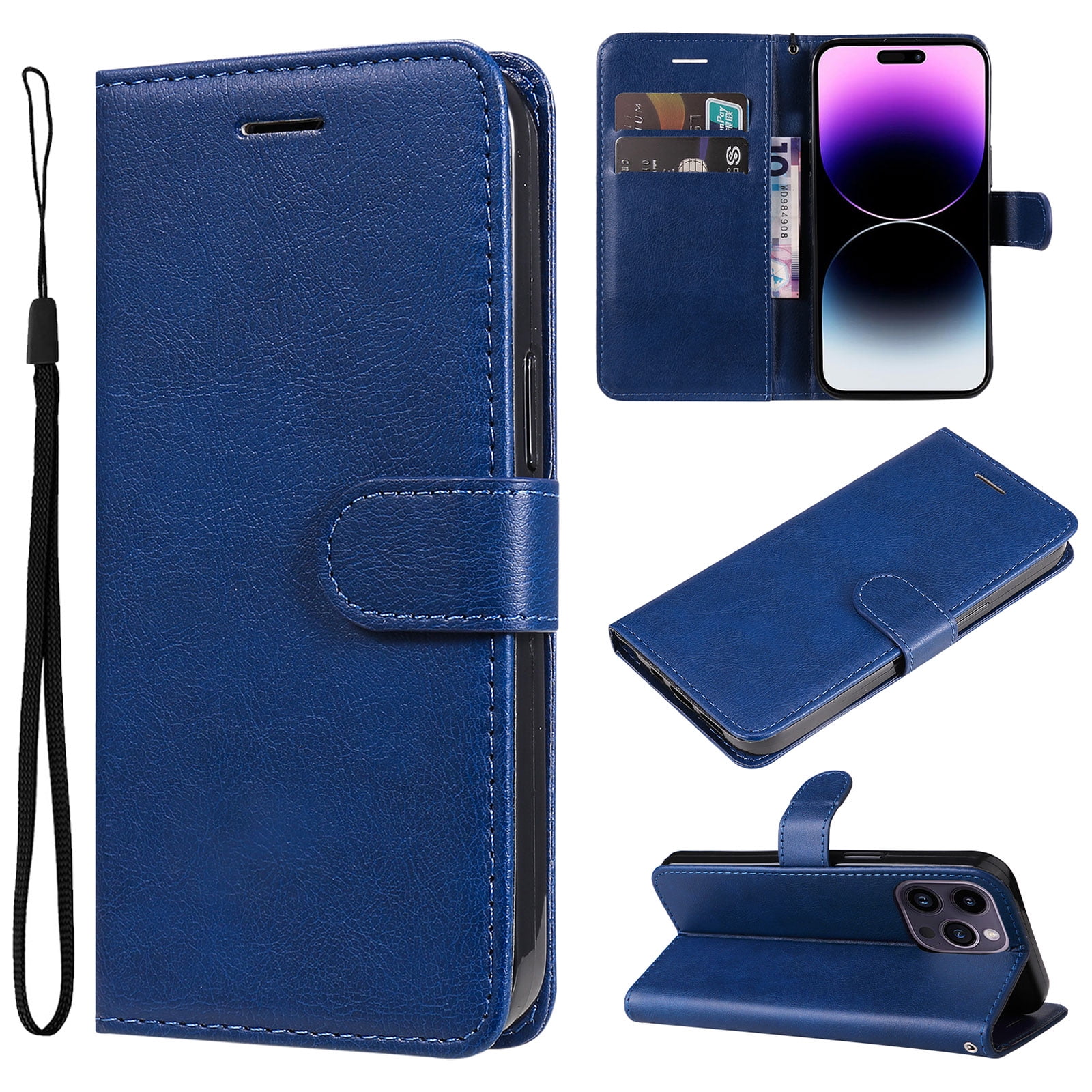for iPhone 13 Pro Wallet Case, with Credit Card Holder and Wrist Strap