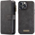 thumbnail image 1 of for iPhone 13 Pro Wallet Case,Multifunction Zipper Purse Wallet Case [Card Slots][Cash Pocket][Kickstand] Detachable Magnetic Back Phone Cover for iPhone 13 Pro 6.1 inch (Black), 1 of 9
