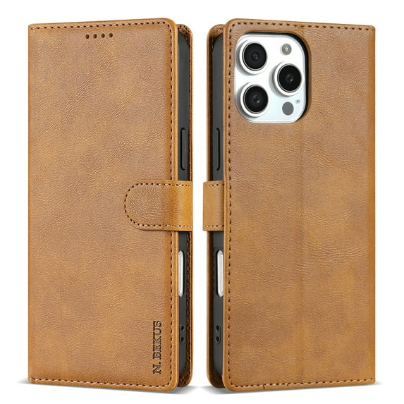 for iPhone 13 Pro Wallet case with RFID Blocking Credit Card Holder,Flip Book Kickstand PU Leather Magnetic Closure Protective Cover Women Men for iPhone 13 Pro Phone Case,Brown