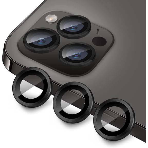 for iPhone 13 Pro for iPhone 13 Pro Max Camera Lens Protector, Anti-Scratch Lens Cover 9H Tempered Glass Metal Camera Screen Protector Shockproof Camera Cover Ring -3 Pcs Graphite