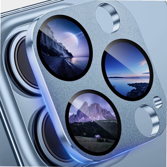 for iPhone 13 Pro/iPhone 13 Pro Max Camera Lens Protector,[HD Shooting] Matte Alloy Metal Glass Camera Screen Protector Scratch Resistant Cover Accessories,Sierra Blue