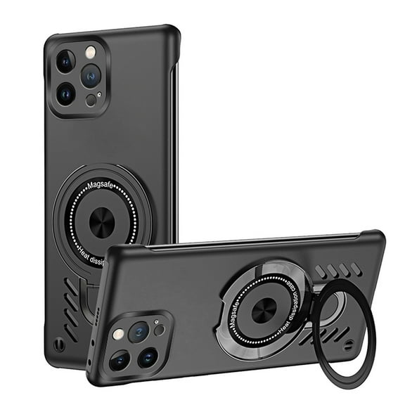 for iPhone 13 Rugged Case Compatible with MagSafe Wireless Charging [Heat Dissipation] [Built-in Ring Holder Stand], Magnetic Shockproof Protective Case for iPhone 13, Black