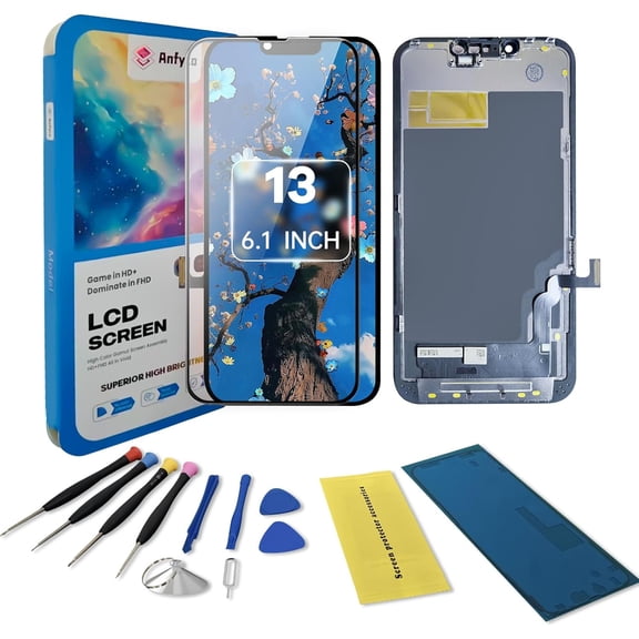 for iPhone 13 Screen Replacement kit,6.1" LCD Display 3D Touch Digitizer Assembly with Repair Tools, Screen Protector, Frame Adhesive (Model A2482, A2631, A2633, A2634, A2635)