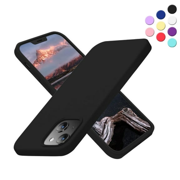 iPhone 13 Silicone Case (6.1 inch) {Shock Absorbent- Protective Slim Silicone Case Compatible for iPhone 13 (6.1 inch} Color Black