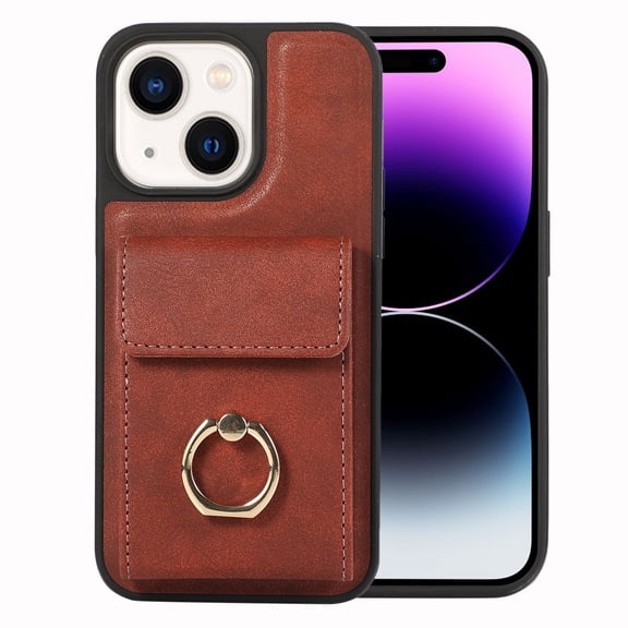 for iPhone 13 Wallet Case with Credit Card Holder and 360° Rotation Ring Stand, Flip PU Leather Shockproof Fingerprint-Proof Detachable 2 In 1 Phone Cover for iPhone 13, Winered