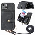 thumbnail image 1 of for iPhone 13 Wallet Case, Crossbody Phone Purse with Card Holder for Women, Zipper PU Leather Carrying Cover Gift with Shoulder Strap Kickstand Anti-drop for iPhone 13 - Black, 1 of 10