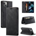 thumbnail image 1 of for iPhone 13 Wallet Case PU Leather Flip Book Style Folio Strong Magnetic Closure RFID Blocking Protective Cover Credit Card Holder Kickstand Function Men for iPhone 13 - 6.1", Black, 1 of 10