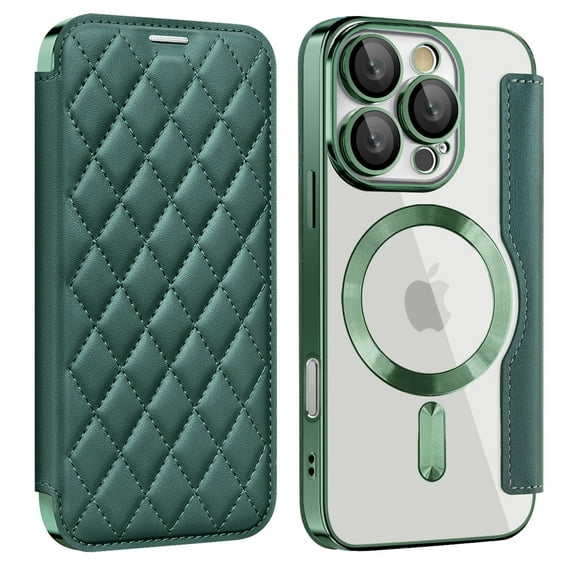 for iPhone 13 Wallet Case with RFID Blocking Credit Card Holder,Compatible with MagSafe,PU Leather Flip Kickstand Shockproof Cover Women Men for iPhone 13 Phone case,Darkgreen