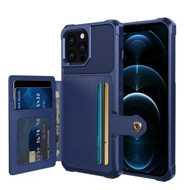 iPhone 13 Wallet Case, Shockproof Rubber Card Holder Wallet PU Leather Back Phone Case Kickstand Protective Scratch Hybrid Bumper Shell for Apple iPhone 13 Mini 5.4 inch, Darkblue