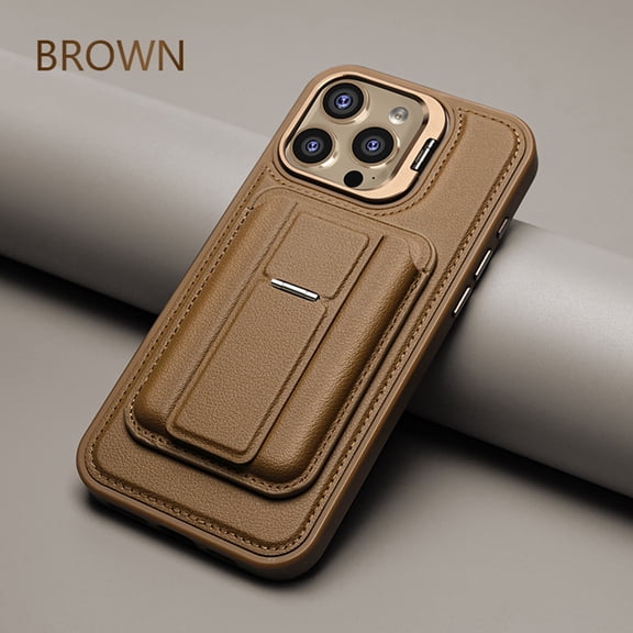 for iPhone 13 Wallet Phone Case,Magnetic Detachable Card Holder,With Invisible Kickstand,Compatible with Mag-Safe,Flip Lens Ring Kickstand,PU Leather Shockproof Rugged Phone Case,Brown