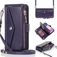 thumbnail image 1 of for iPhone 13 Wallet case,iPhone 13 Phone case with Zipper Card Holders for Women Slots Crossbody Flip Folio Book Cover with Credit Card Holder Men case - Purple, 1 of 14