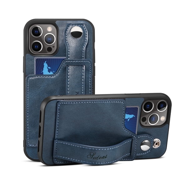 iPhone 13 pro Max Case,Crossbody Wallet Case Leather with Hand Strap Holder,Kickstand,Vertical plug-in card