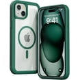 thumbnail image 1 of for iPhone 13 /iPhone 14 Case, Compatible with MagSafe, Heavy Duty Shockproof Protection Phone Cases, Double Layer Transparent Magnetic Protective Cover for iPhone 13/iPhone 14, 6.1 inch, Green, 1 of 6