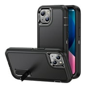 iPhone 13 mini Case with Built-in Metal Kickstand, Dteck 3-Layer Full Body Protection [Without Screen Protector] Rugged Heavy Duty Durable Cover Case for Apple iPhone 13 mini, Black