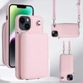 thumbnail image 1 of iPhone 13 mini Case Wallet with Detachable Shoulder Strap, Premium PU Leather Wallet Case for Apple iPhone 13 mini, Pink, 1 of 6