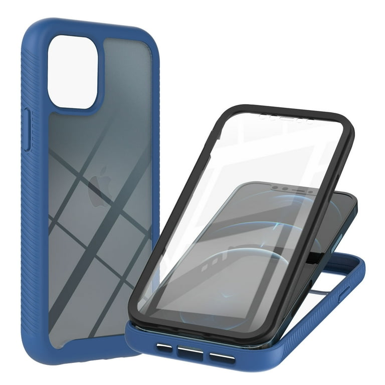 iPhone 13 mini Case with Built-in Screen Protector, Hybrid Rugged Full Protection Shockproof Anti-Scratch Clear Back Cover, Blue iPhone 13 mini Case with Built-in Screen Protector, Hybrid Rugged Full Protection Shockproof Anti-Scratch Clear Back Cover, Blue