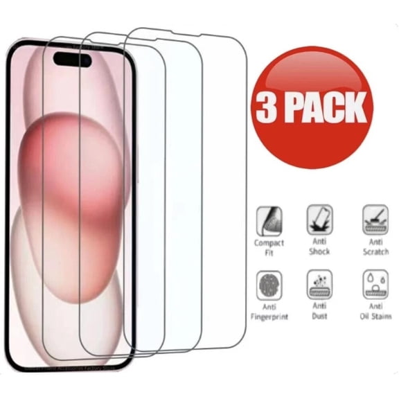 iPhone 13 mini Full Screen Tempered Glass Protector, Ultra Clear HD Viewing, 9H Hardness, Impact Resistant, Scratch Resistant, Smooth Touch - Pack of 3