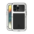 thumbnail image 1 of iPhone 13 mini Metal Bumper Silicone Case iPhone 13 mini Case Built-in Screen Protector Gorilla Glass Hybrid Military Shockproof Heavy Duty Rugged Cover For iPhone 13 Mini, White, 1 of 10