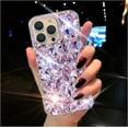 thumbnail image 1 of for iPhone 13 pro Case for Women（6.1 inch），Very Shiny Luxury Bling Phone Case with 3D Glitter Sparkle Crystal Rhinestone Diamond Gems on Hard Reflective PC Back Cover for Girls（Purple）, 1 of 15