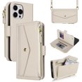 thumbnail image 1 of for iPhone 13 pro Wallet case,iPhone 13 pro Phone case with Zipper Card Holders for Women Slots Crossbody Flip Folio Book Cover with Credit Card Holder Men case - White, 1 of 12
