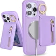 thumbnail image 1 of iPhone 13 pro case with Card Holder, iPhone 13 pro Phone Case Wallet for Women magsafe Compatible Wallet Detachable 2-in-1 for Men-Purple, 1 of 12