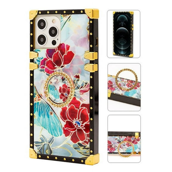 iPhone 13Pro TPU Luxury Black Butterfly Case with Kickstand