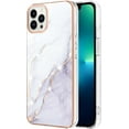 thumbnail image 1 of for iPhone 14 13 12 11 Pro Max Plus Mini Case, Fashion Slim Luxurious Marbling PC+TPU Phone Case, Bezel Heightened Design Shockproof Protector Cover(White,13 Pro), 1 of 8