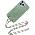 thumbnail image 1 of for iPhone 14 13 12 11 Pro Max Plus Mini Case, Luxurious Crocodile-Patterned Leather Phone Case, Double-Layer Card Slots, Fashion Chain Protector Cover(Green,11 Pro), 1 of 7