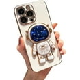 thumbnail image 1 of for iPhone 14 13 12 11 Pro Max Plus Mini Case, Popular Glossy Soft TPU Phone Case, Creative Starry Sky Cute Astronaut Foldable Stand Protector Cover(White,11 Pro Max), 1 of 8