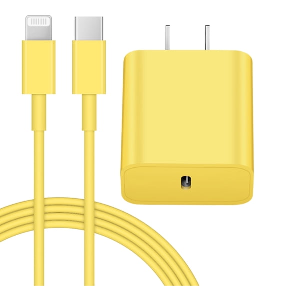 Coreykin 20W USB C Wall Charger-Super Fast Charger with 6FT Cable-Compatible with iPhone 14/14Pro/13/13 Pro/12/12Pro/XS/Max/XR/X/8/8 Plus-Yellow