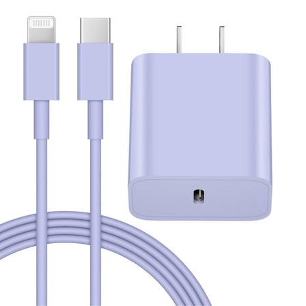 Coreykin 20W USB C Wall Charger-Super Fast Charger with 6FT Cable-Compatible with iPhone 14/14Pro/13/13 Pro/12/12Pro/XS/Max/XR/X/8/8 Plus-Purple