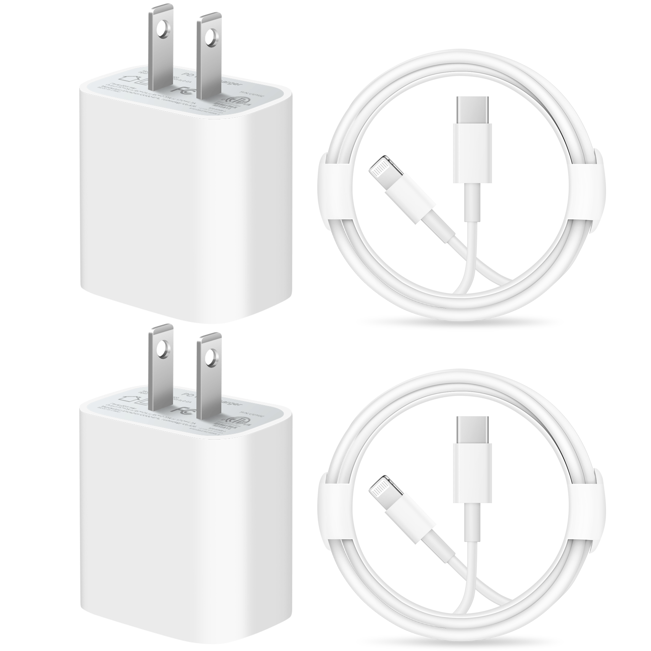 iPhone 14 13 12 11 Super Fast Charger-Apple MFi Certified-High Speed iPhone Charger-6FT Wall Charger-2-Pack 20W PD USB C Compatible with iPhone 14/14Pro/13/13 Pro/12/12Pro/XS/Max/XR/X/8/8 Plus - image 1 of 8