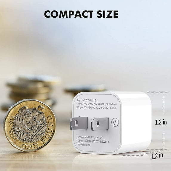 Compatible for iPhone 14 13 12 Fast Charger,20W PD USB C Wall Charger Block, 2-Pack Type-C Power Adapter Charging Cord Case